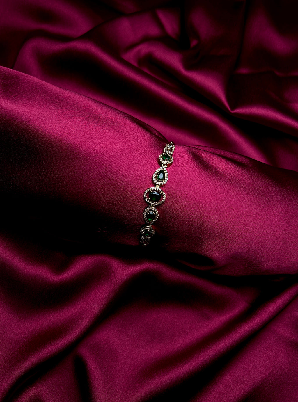 Emerald American Diamond Adjustable Bracelet