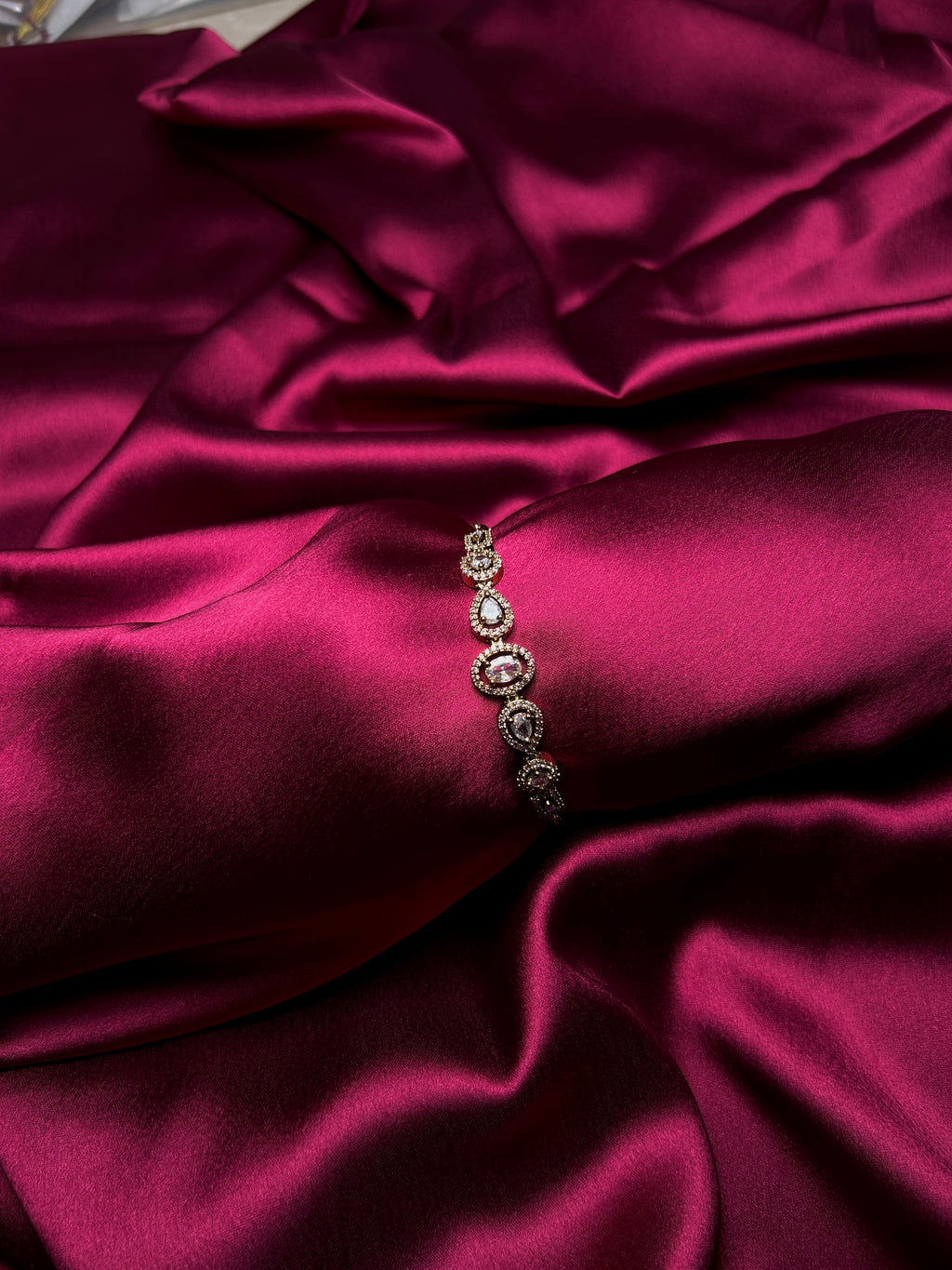 White stone American Diamond Adjustable Bracelet