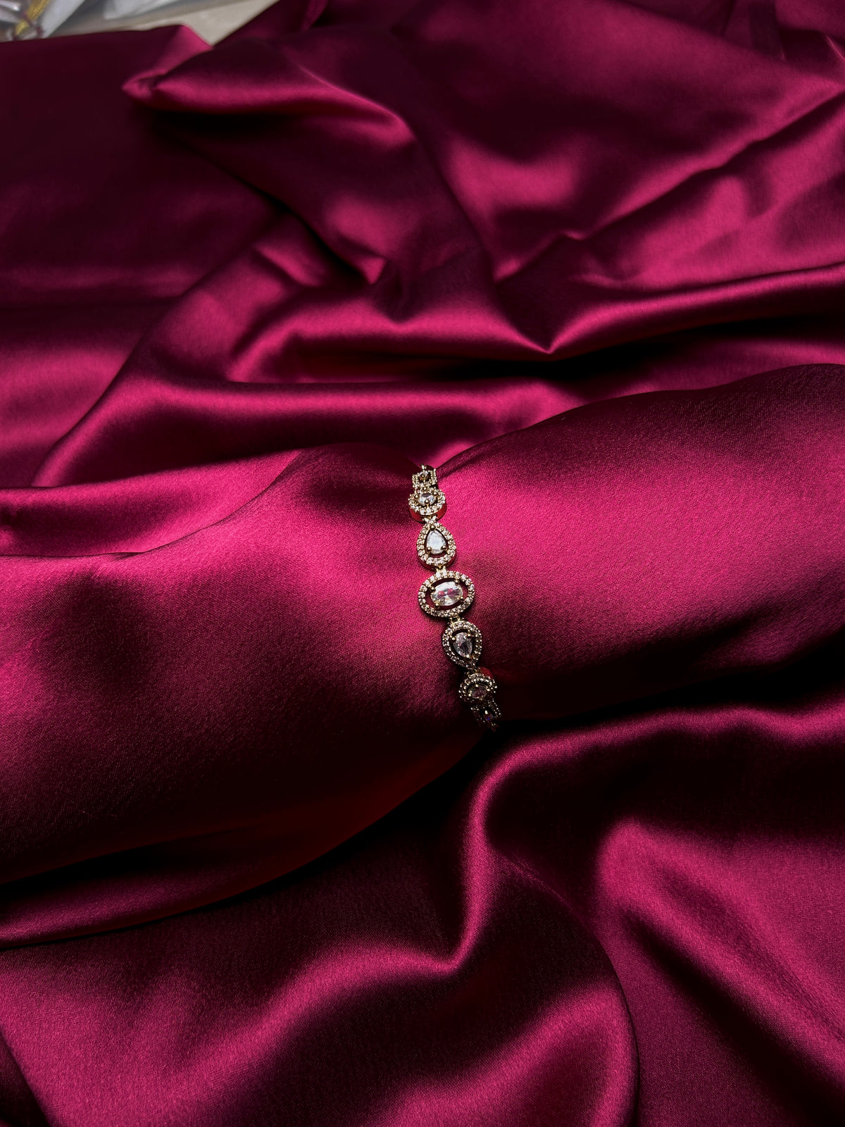 White stone American Diamond Adjustable Bracelet