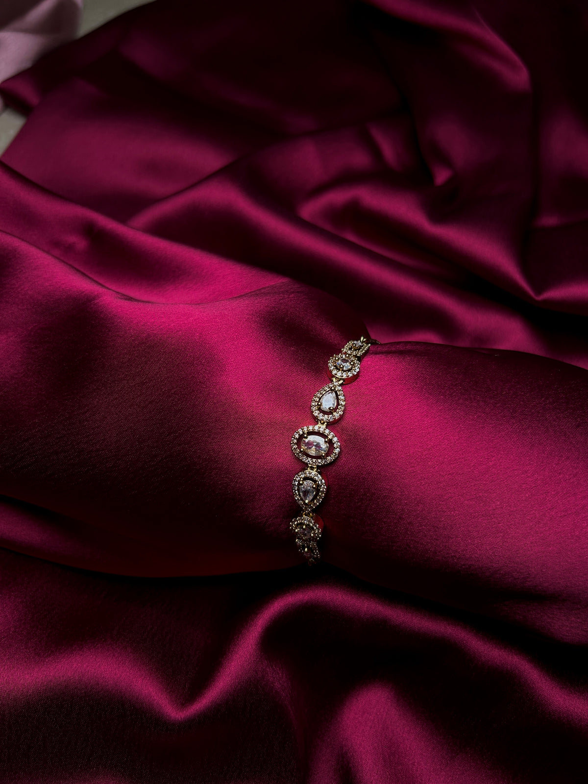 White stone American Diamond Adjustable Bracelet