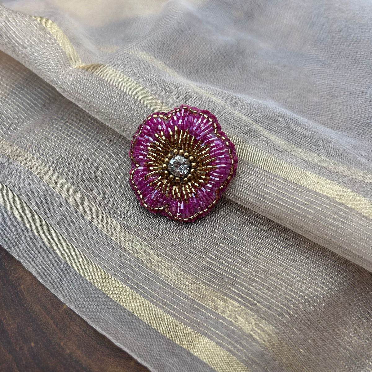 VH Lite Pink Cut bead Flower Handmade Brooch