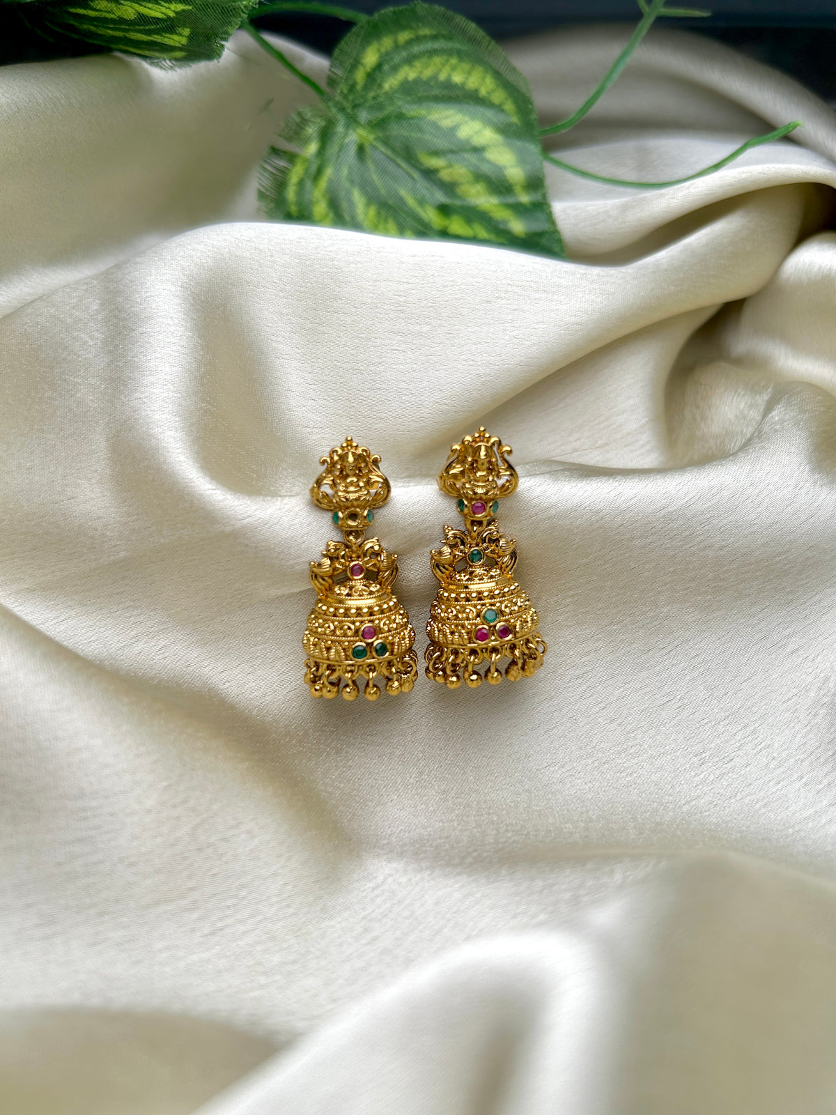 Premium Gold Toned Temple Jhumka Earrings
