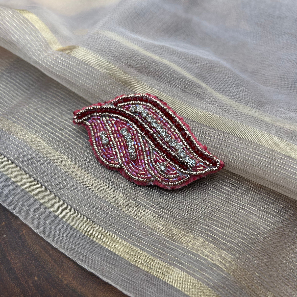 VH Rani Pink Cut bead Handmade Brooch