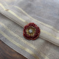 VH Red Cut Bead Flower Handmade Brooch