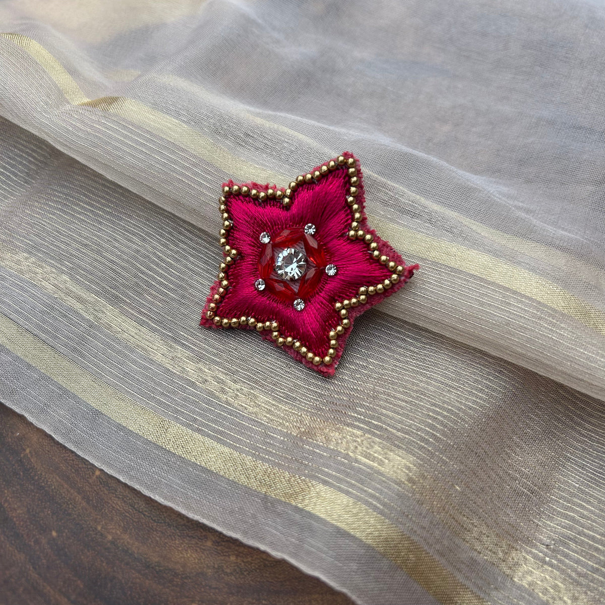 VH Red silk thread Handmade Brooch